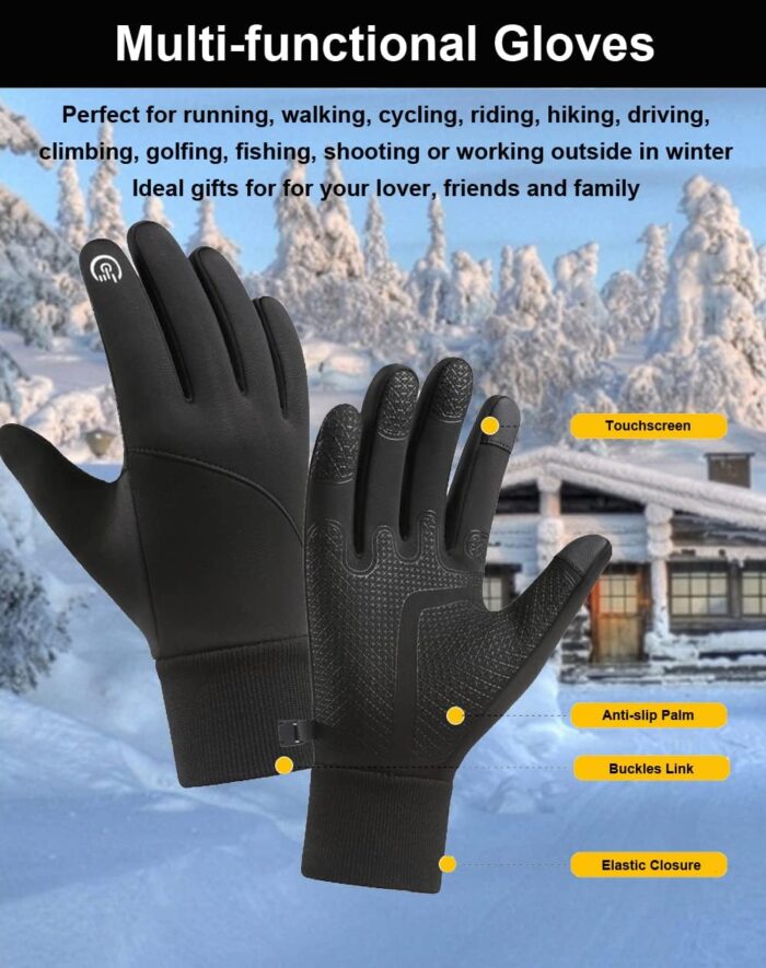 Winter Gloves for Men & Women - Touch Screen, Warm & Waterproof, Running, Cycling & Driving Gloves - Image 4