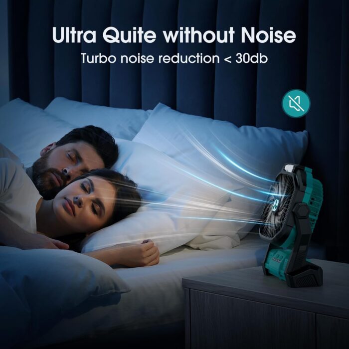 Portable Fan Rechargeable, 20000mAh Cordless Battery Powered Fan with LED Lantern, USB C Battery Operated for Travel Bedroom Home Camping Tent Office Beach Desk Fishing Table - Image 6