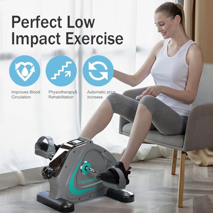 Under Desk Bike Pedal Exerciser Portable Mini Home Exercise Bike with 5LBS Flywheel Sitting Peddler Exerciser for Seniors Legs and Arms Trainer Physical Therapy Equipment Fitness Exercise Bicycle - Image 6