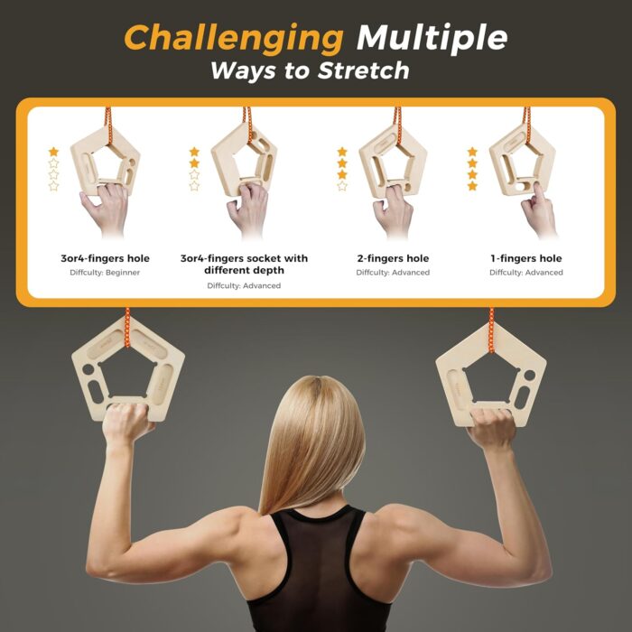 FRUITEAM Hangboard Holds in Wood for Rock Climbing,Portable Hangboard Rock Climbing,Finger Strengthener for Pull-up Grip Arm Training Indoor and Outdoor - Image 5