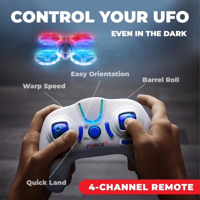 Force1 UFO 4000 Mini Drone for Kids - LED Remote Control Drone, Small RC Quadcopter for Beginners, 2.4GHz Remote Control, 360 Flips, 2 Speed UFO Flying Toy for Kids, 2 RC Toy Batteries - Image 5