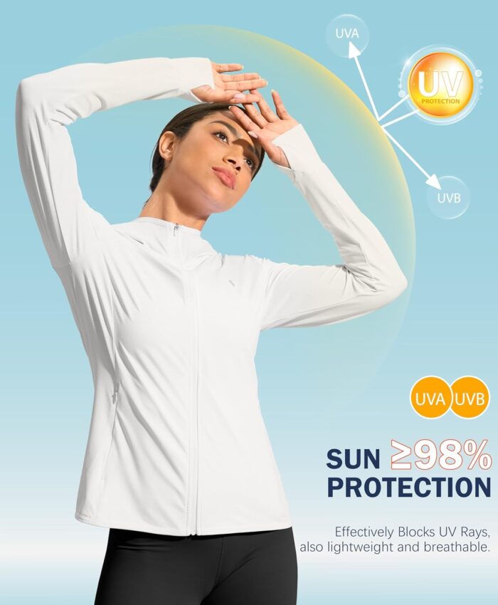 Soothfeel Women's UPF 50+ Sun Protection Hoodie Jacket Lightweight Long Sleeve Sun Shirt for Women with Pocket Hiking Outdoor - Image 6