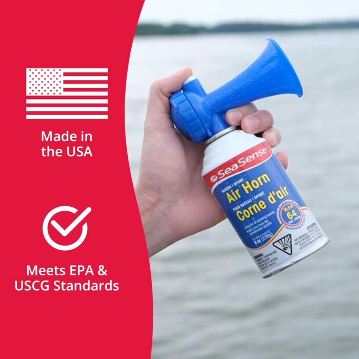 SeaSense Air Horn – Large Size (3.5 oz), 118 dB – Loud 1 Mile Range, Meets EPA & USCG Standards – Great for Boat & Marine Safety, Ideal for Sporting Events Such as Football & Soccer - Image 4