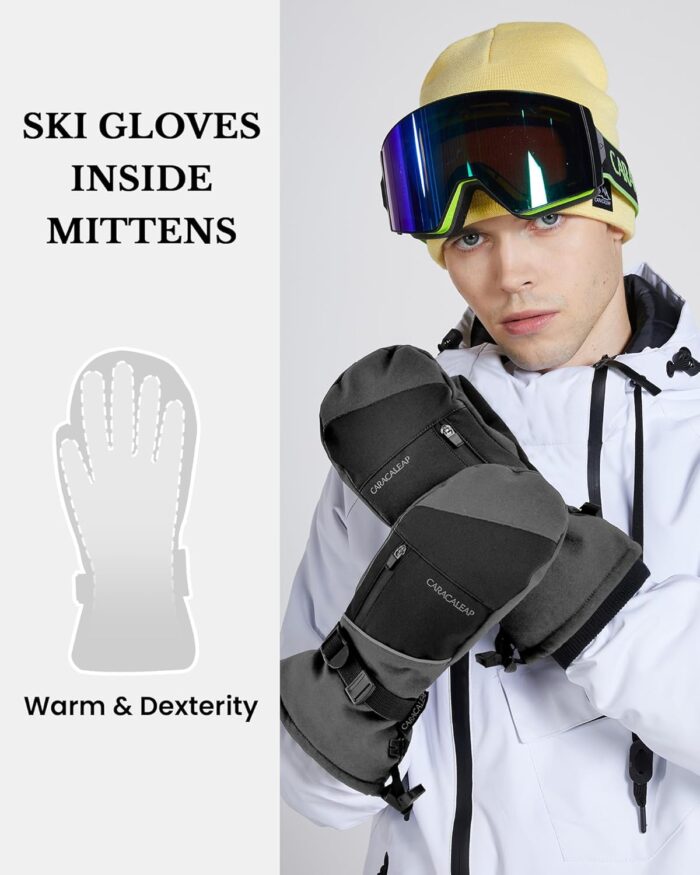 Winter Ski Mittens for Men Women Cold Weather- Warm Snow Mitts Gloves Waterproof & Windproof for Snowboard Snow Sports - Image 6