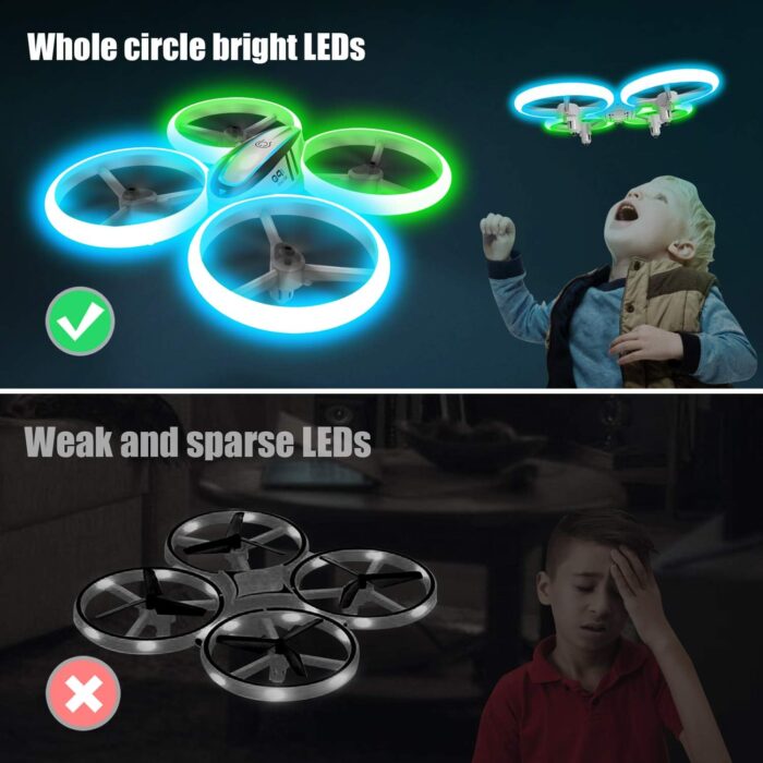Q9s Drones for Kids,RC Drone with Altitude Hold and Headless Mode,Quadcopter with Blue&Green Light,Propeller Full Protect,2 Batteries and Remote Control,Easy to fly Kids Gifts Toys for Boys and Girls - Image 6