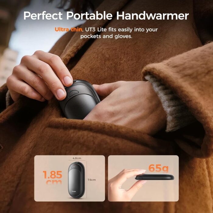 OCOOPA Magnetic Hand Warmers Rechargeable 2 Pack, AI Electric Handwarmers, Fast Heating, 3-Settings, UL Certified, Portable Heater, Gloves Fitting, Travel Essentials, Gifts Women Men, UT3 Lite - Image 4