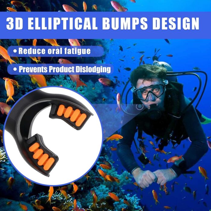 Scuba Diving Mouthpiece, Silicone Snorkel Mouthpiece Regulator Replacement with Regulator Tie Fits Most Standard Regulators Scuba Diving Accessories, Orange/Black/Yellow/Green - Image 2