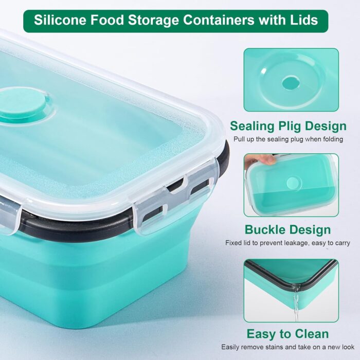 8 Pack Collapsible Food Storage Containers With Lids, Collapsible Storage Containers Sets Silicone Collapsible Bowls For Camping, RV Accessories, Travel Trailer Must (Mixed oz) (8) - Image 5