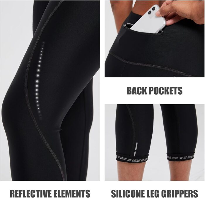baleaf Women's Bike Pants High Waist 4D Padded Cycling Capris Shorts 3/4 Biking Tights Pockets UPF50+ - Image 3