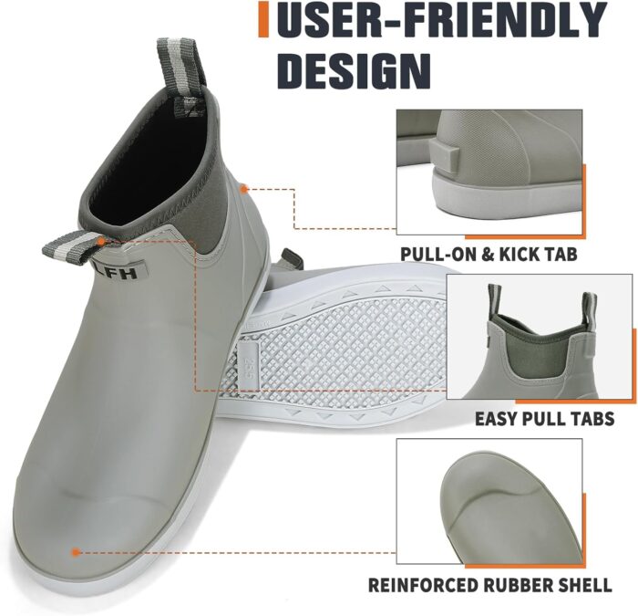 Mens Deck Boots, Saltwater Fishing Booties Rubber Waterproof Ankle Rain Boots, High-performance Footwear Chelsea Boots for Gardening Fishing Boating Camping Sailing - Image 4