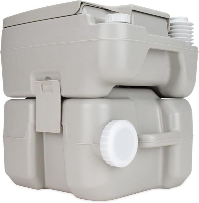 Camco 5.3-Gallon Portable Toilet - Features Detachable Holding Tank w/Sealing Slide Valve & Bellow-Type Flush - Easy Transport w/Compact Lightweight Design & Carry Handle - Gray (41541) - Image 8
