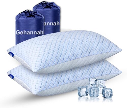 Gehannah Travel Pillow - Large 2 Pack Compressible Camping Pillow for Sleeping - Shredded Memory Foam with 2 Storage Bags - Supportive for Adults, Kids, Outdoor, Backpacking, Hiking Gear
