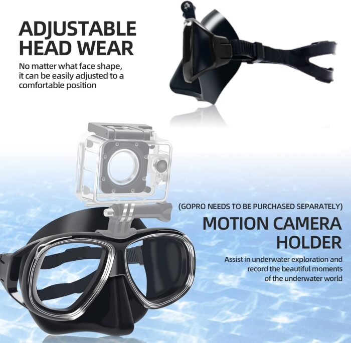 Snorkeling Gear for Adults Youth, Nearsighted Anti-Fog Diving Mask & Silicone Dry Snorkel for Scuba Diving Spearfishing Freediving - Image 7