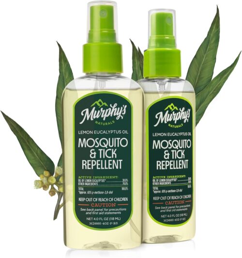 Murphy's Naturals Mosquito & Tick Bug Repellent Spray, Father's Day Gift for Dad, Oil of Lemon Eucalyptus for Skin + Outdoor Gear, DEET-Free, 4oz Pump, 2-Pack