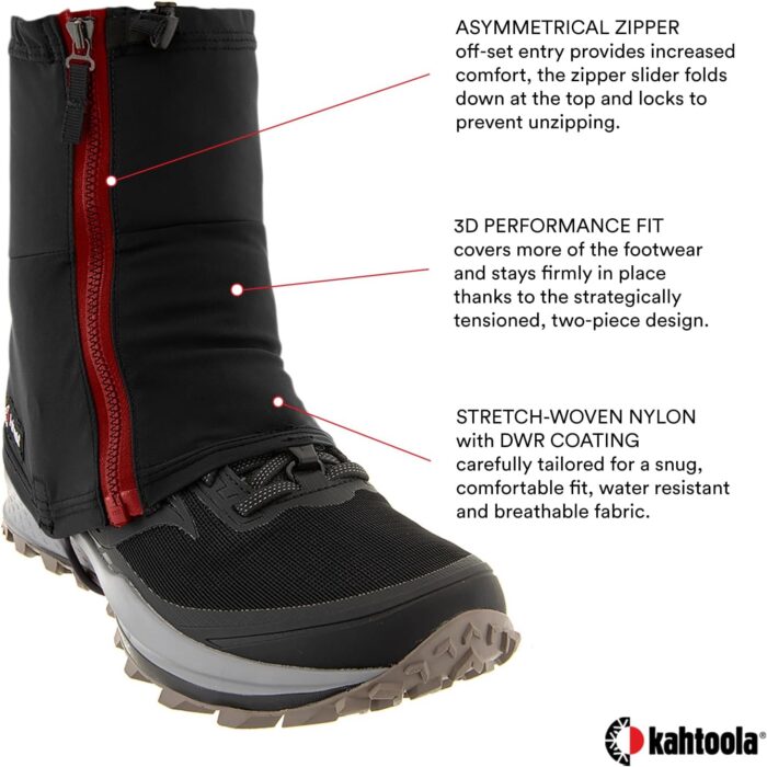 Kahtoola INSTAgaiter Mid Gaiters for Hiking, Trail Running, Mountaineering, Hunting, Rocky Terrain, Mud, Snow & Ice - Image 3