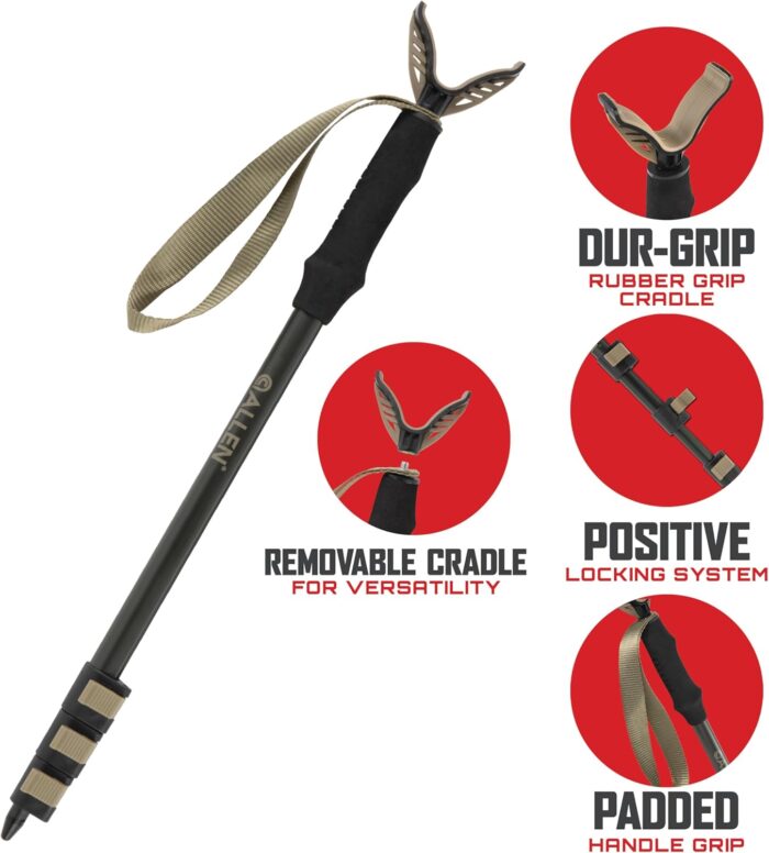 Allen Company Monopod Shooting Stick and Gun Rest - Versatile Hunting Accessories with Adjustable Height - Aluminium,Black - Image 3