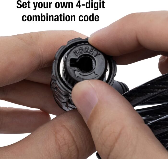 Master Lock Black Set Your Own Combination Bike Lock, Metal Cable Lock has a Weather Resistant Vinyl Coating for Outdoor Equipment, Bicycles, 6 Feet Long, 8114D - Image 2