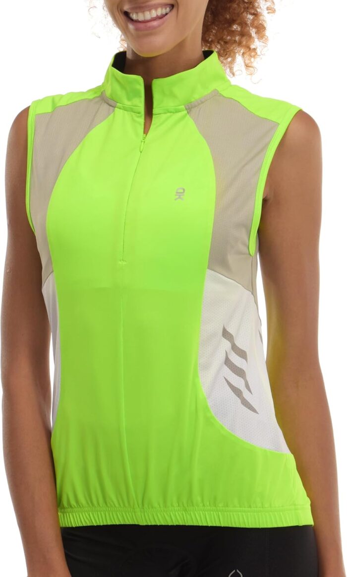 Little Donkey Andy Women's Half Zip Breathable Cycling Vests Reflective Sleeveless Jerseys Shirts Golf 4 Rear Pockets - Image 2