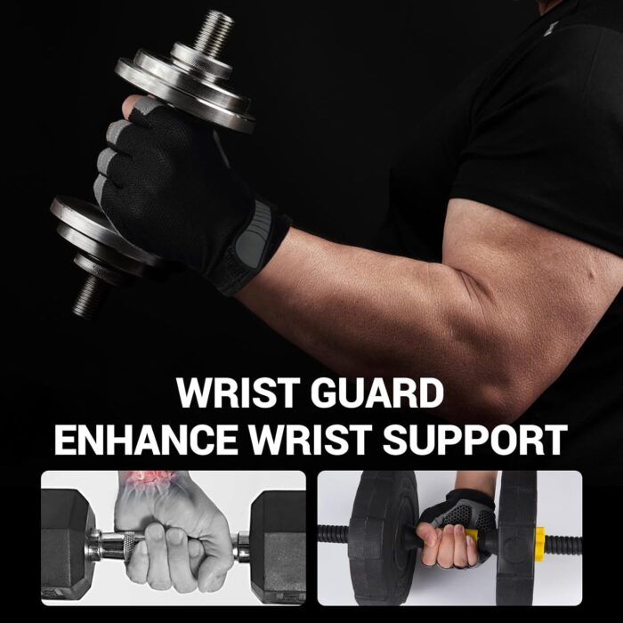 WULI Cycling Gloves Half Finger Men's and Women's Fitness Gloves for Cycling, Breathability, Anti Slip Yoga Equipment, Anti cocooning, Wrist Protection Thickened Palm - Image 2