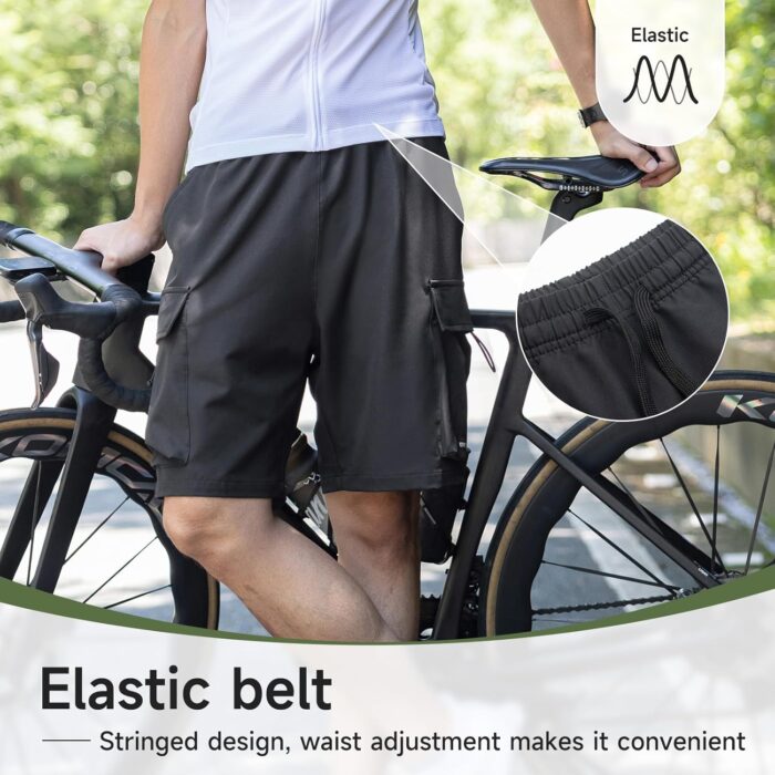 Santic Men's Mountain Bike Shorts 4D Padded Quick Dry Lightweight Cycling Shorts Bicycle Riding Shorts with Pockets - Image 3
