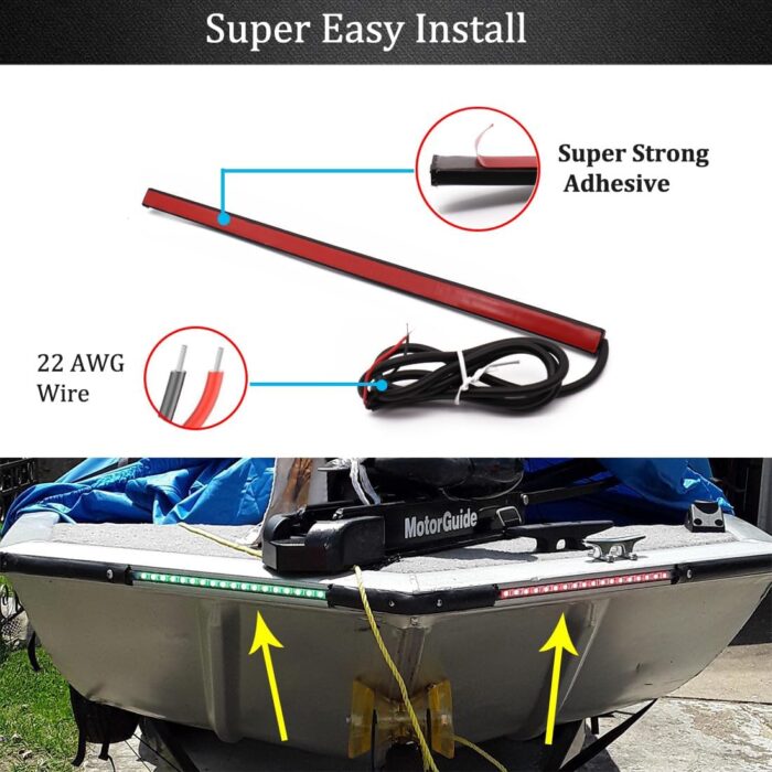 Botepon Navigation Lights - LED Bow Lights, Green & Red, Night Fishing, Deck, IP67 Waterproof for Pontoon, Dinghy, Kayak, Jon Boat, Yacht - Image 6