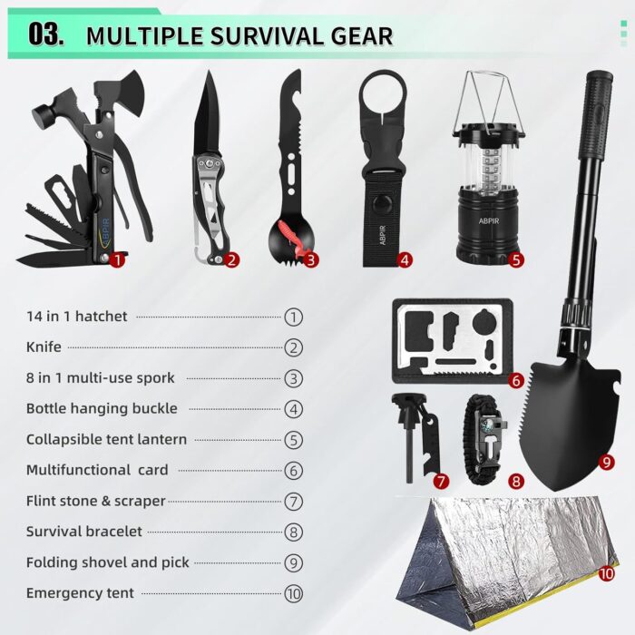 171PCS Survival First Aid Kit with Survival Gear, First Aid Supplies, Emergency Tent, and MOLLE Nylon Bag, Ideal for Car, Travel, Home, Outdoor Adventures, for Men, Christmas, Teens - Image 4