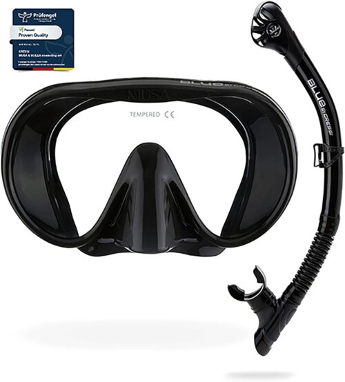 Cressi Adult Wide View Single Lens Comfortable Snorkeling Mask & Dry Snorkel - Musa & Scilla: Made in Italy