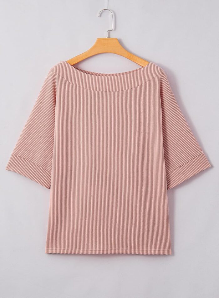 EVALESS Sexy Off The Shoulder Tops for Women 3/4 Length Sleeve Womens Tops Spring Summer 2025 Boat Neck One Shoulder Shirts - Image 4