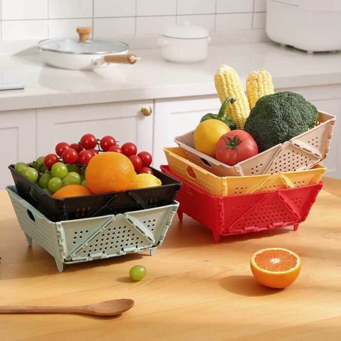 Collapsible Strainers and Colanders for Kitchen, Foldable Plastic Storage Drain Basket for Pasta, Fruit, Vegetables, Berry Space-Saving, BPA-Free, Dishwasher Safe (Green) - Image 8