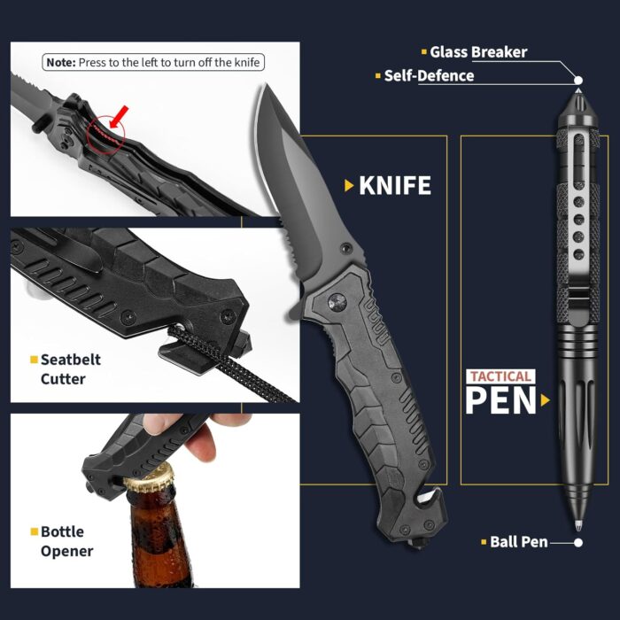 Gifts for Men Him Dad, Survival Kits and Equipment 14 Pcs, Christmas Stocking Stuffers, Anniversary Birthday Gifts for Husband Boyfriend Guy, Camping Essentials, Cool Gadgets for Men - Image 3