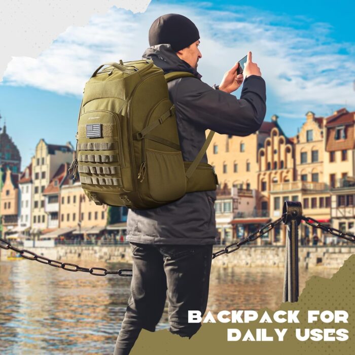 Maelstrom Tactical Backpack for Men, 40L Military Backpack,Water Resistant Assault Pack for Women, 3-Day Bug Out Bag for Hiking, Camping, Gym with Molle System-Khaki - Image 8