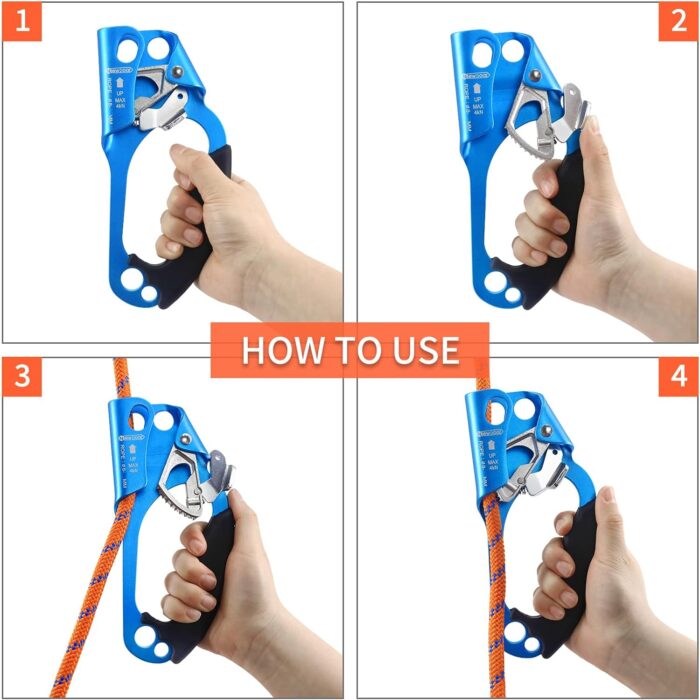 NewDoar UIAA & CE Certified Hand Ascender Rock Climbing Tree Arborist Rappelling Gear Equipment Rope Clamp for 8~13MM Rope - Image 6