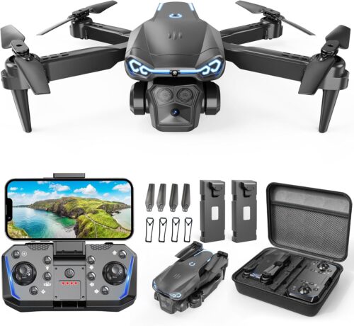 Drone with Camera 1080P HD, FPV Foldable Drone for Adults Kids, One-Key Take Off/Landing, 3D Flips, Altitude Hold, Speed Adjustment, Headless Mode, 2 Batteries, Toys Gifts for Boys Girls