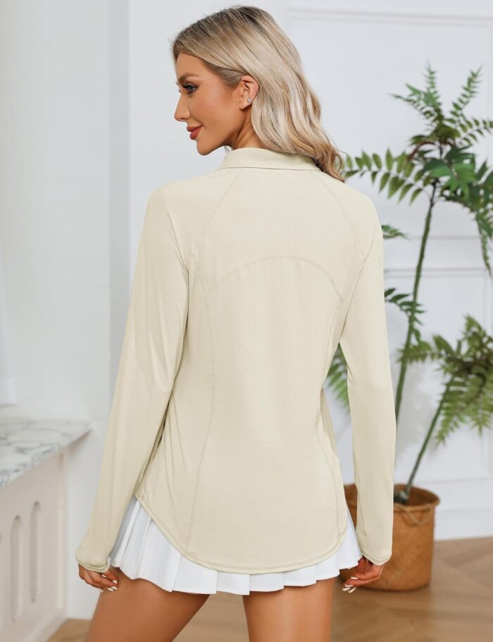 LOMON Women Long Sleeve Shirts Sun Protection 1/4 Zip Summer Quick Dry Hiking Shirts Quarter Zip Pullover for Women - Image 4
