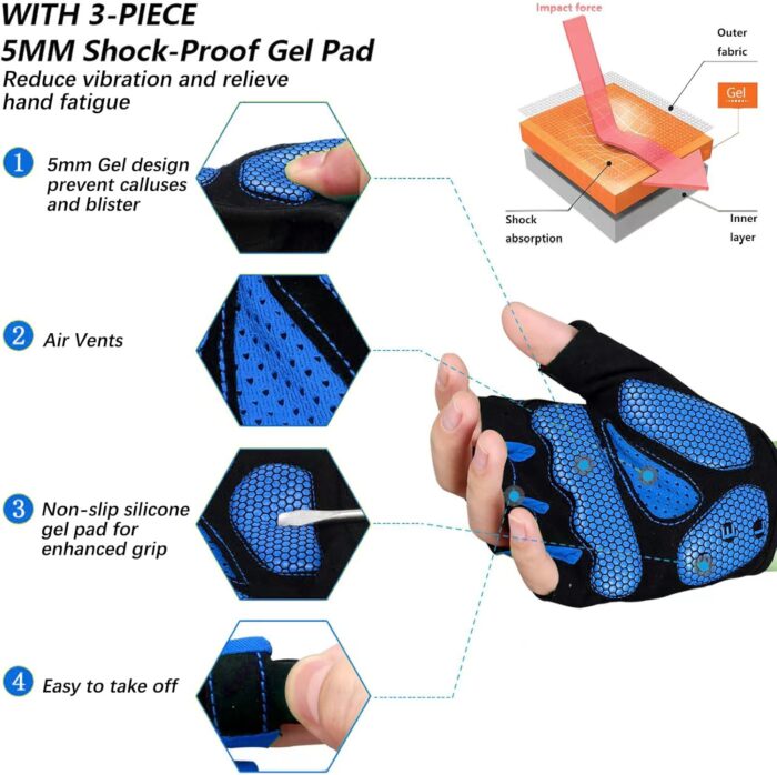 MOREOK Cycling Gloves Bike Gloves for Men/Women-[5MM Gel Pad] Half Finger Bicycle Biking Gloves for Cycling/Weight Lifting/Gym/Motorcycle/Rowing/Outdoor Sports - Image 2