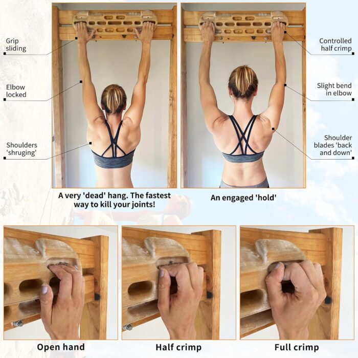 TWO STONES Climbing Hangboard Rock Climbing Training as Climbing Fingerboard with Jugs, Slopes and Edges, Pockets as Door Mounted Training Station Rock Climbing Pull Up Bar - Image 4