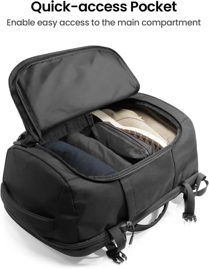 tomtoc Travel Backpack 40L, TSA Friendly Flight Approved Carry-on Luggage Hand Water-resistant Lightweight Business Rucksack, Durable Large Weekender Bag Daypack Fits 17.3 Inch Laptop, PFAS Free - Image 4