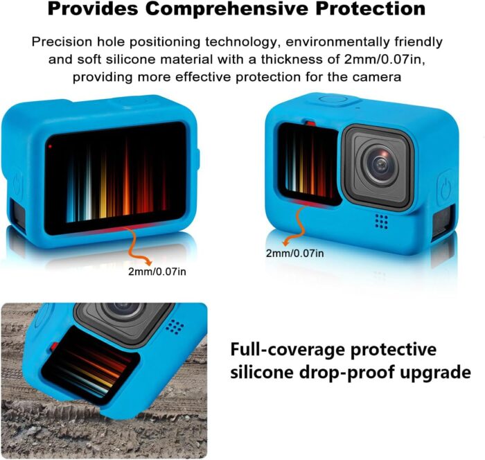 Suptig Protective Case, Silicone Case Compatible for GoPro Hero 12/11/10/9 Black (Blue), RSX-428 - Image 5