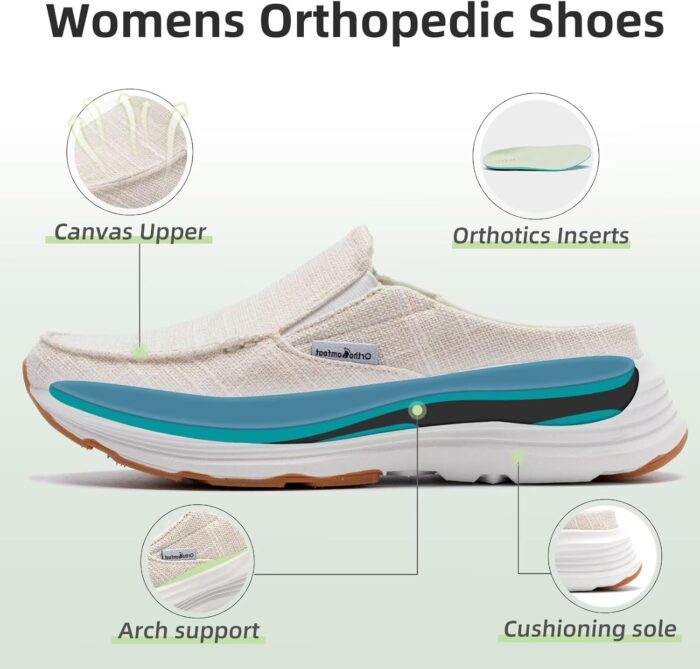 OrthoComfoot Women's Orthopedic Slip-On Loafers Walking Shoes: Comfortable Arch Suppor Slippers for Plantar Fasciitis, Casual Soft Orthotic Shoes for Foot and Heel Pain Relief - Image 3