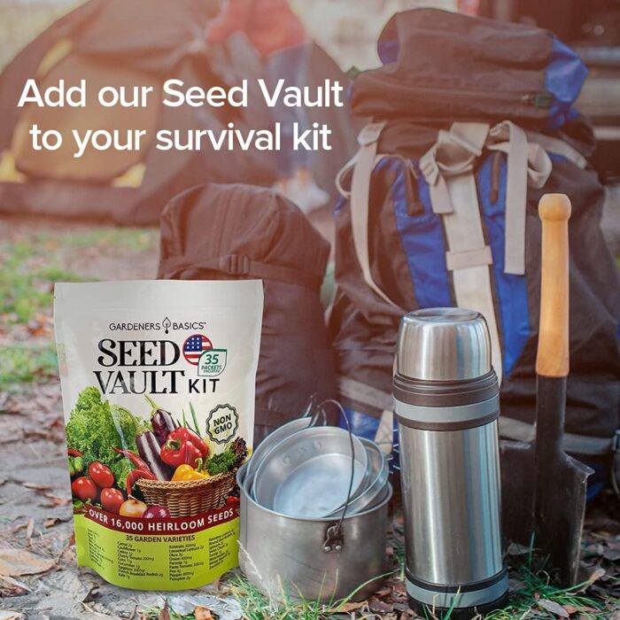 Gardeners Basics Survival Vegetable Seeds Garden Kit Over 16,000 Seeds Non-GMO and Heirloom, Great for Emergency Bugout Survival Gear 35 Varieties Seeds for Planting Vegetables 35 Free Plant Markers - Image 6