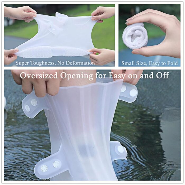 Waterproof Shoes Cover, Portable Non-Slip Rain Snow Boots Shoes Cover, Reusable Women Men TPE Rubber Sole Overshoes Protectors for Outdoor Cycling Travel - Image 5