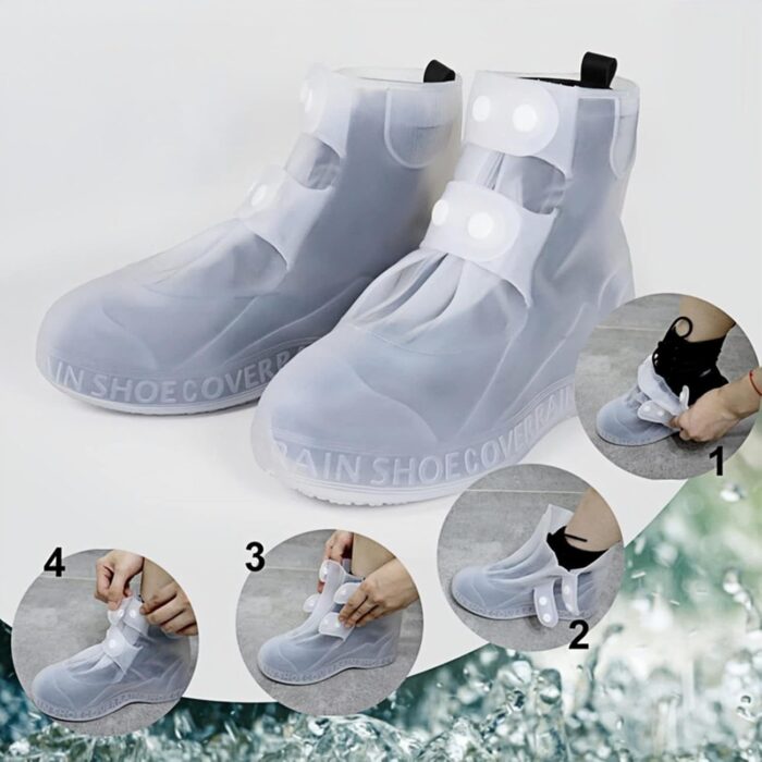 Waterproof Shoes Cover, Portable Non-Slip Rain Snow Boots Shoes Cover, Reusable Women Men TPE Rubber Sole Overshoes Protectors for Outdoor Cycling Travel - Image 3