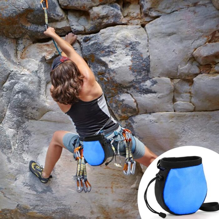 Climbing Chalk Bag for Rock Climbing - with Chalk Ball - Adjustable Black Chalk Bag Bouldering for Rock Climbing Equipment - Image 7