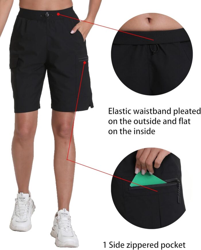 Rrosseyz Women's Hiking Cargo Shorts with Pockets Quick Dry Athletic Gym for Women Exercise Lounge - Image 5