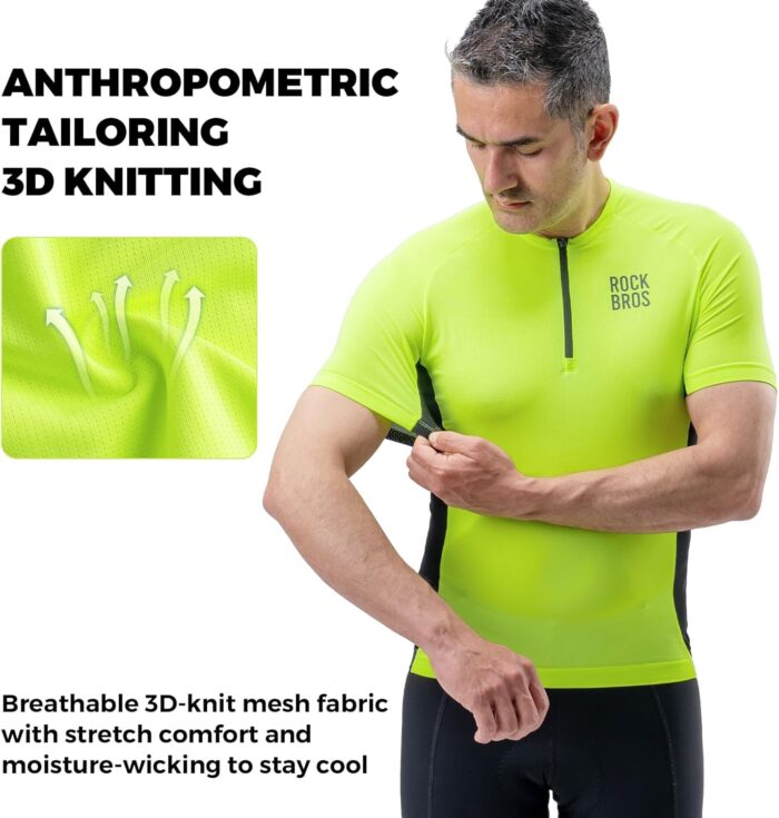 ROCKBROS Cycling Jersey Men Short Sleeve Half Zipper with 3 Rear Pockets Bike Jersey for Men Cycling Quick Dry Bike Shirts - Image 3