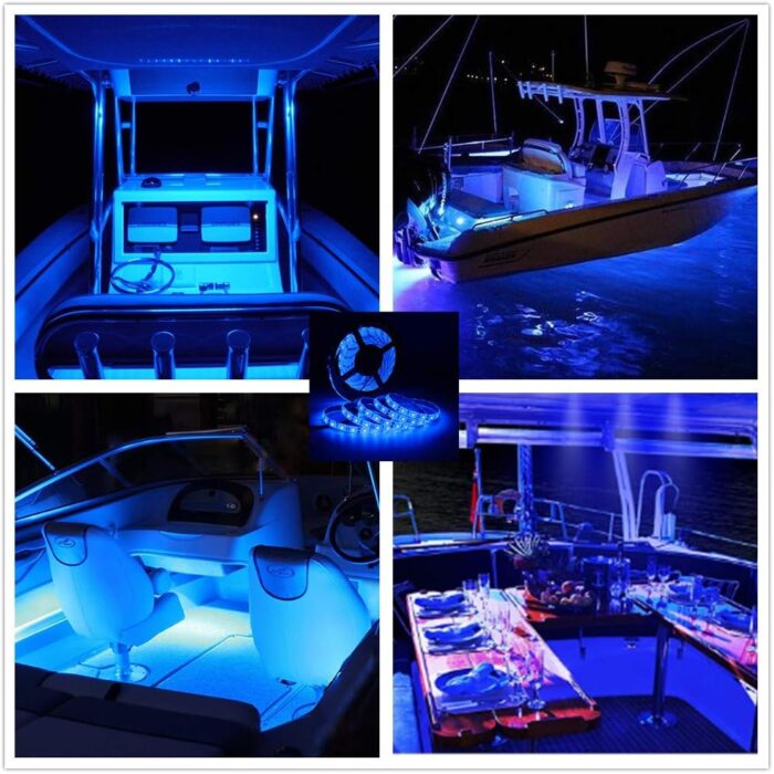 LED Boat Strip Lights, 32.8FT Marine Pontoon Led Lights, Waterproof Boat Interior Light, Under Gunnel Lights, Boat Deck Light, Night Fishing Lights, Good for Pontoon Bass Fishing Yacht Kayak (Blue) - Image 7