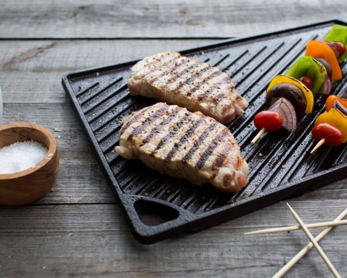 Lodge Reversible Cast Iron Grill/Griddle – 9.5 x 16.75 Inch Pre-Seasoned Cooking Surface – Flat & Ribbed Sides – Use on Stove, Grill, or Campfire – Made in the USA – Heavy-Duty, Black - Image 3