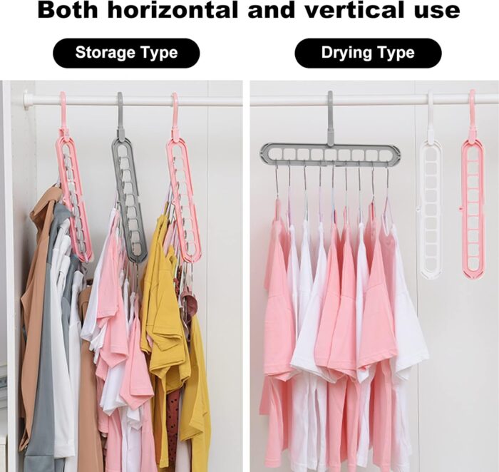 Closet Organizers and Storage,College Dorm Room Essentials,Pack of 6 Multifunctional Organizer Magic Space Saving Hangers with 9 Holes Storage Organization for Wardrobe Closet - Image 7