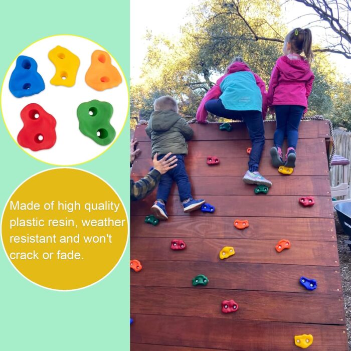 KAKO Rock Climbing Holds, Rock Wall Climbing Holds Kids, Climbing Wall Grips, Rock Climbing Wall for Kids Outside, Rock Climbing Holds for Kids with Mounting Hardware (25 Pcs) - Image 2