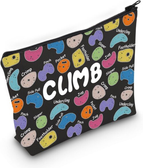 MNIGIU Rock Climber Gift for Women Rock Climbing Cosmetic Bag Climb Gift Rock Climbing Bouldering Lover Gift (Climb Black Bag)